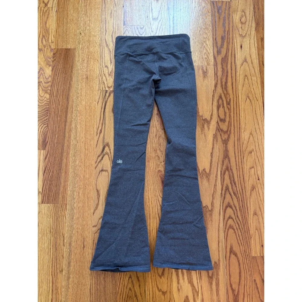Alo Yoga Heathered Charcoal Gray High Waist Flare Leggings Bell‎ Bottom Pants XS